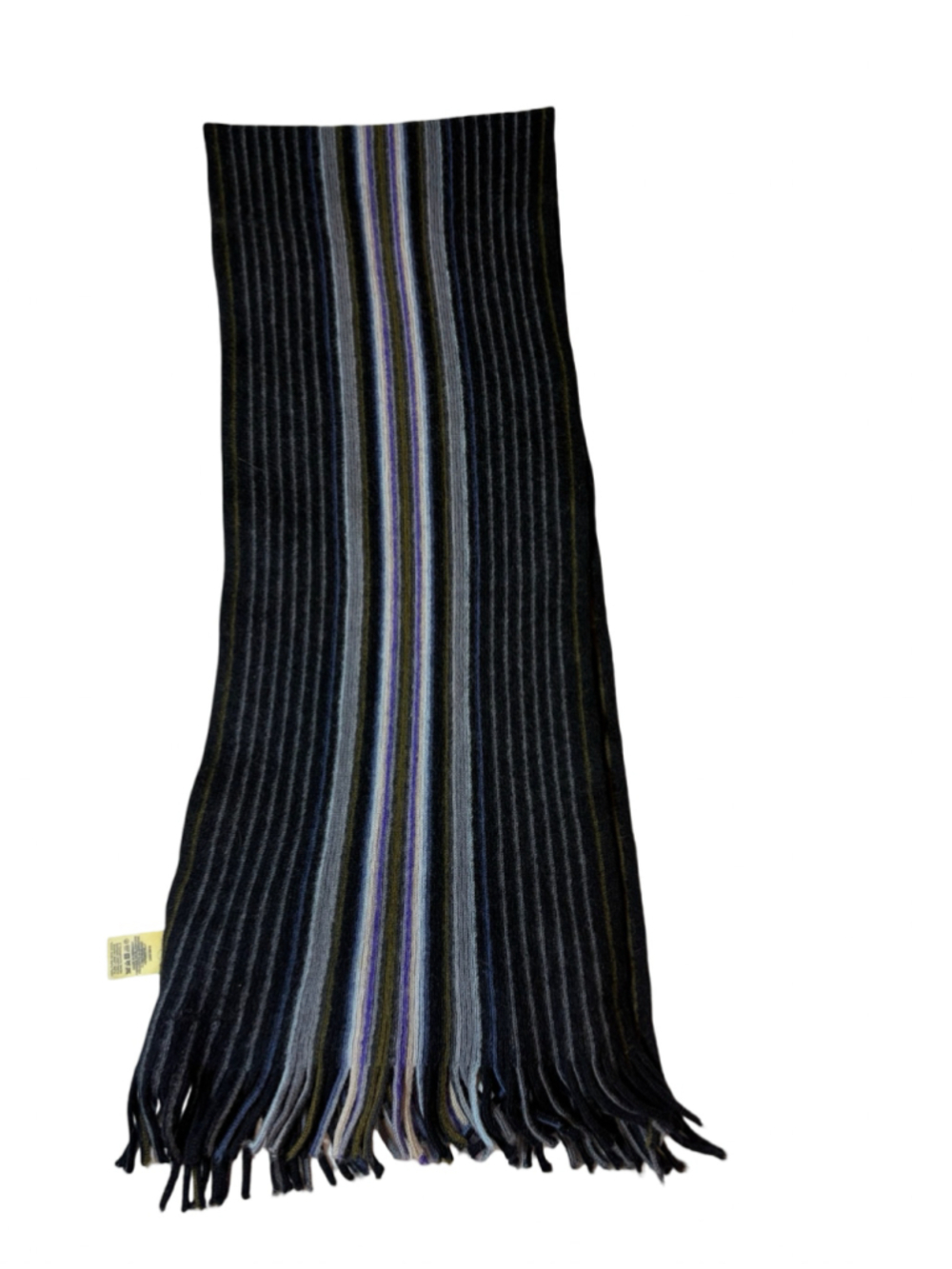 Vintage Paul Smith Wool Striped Scarf Black Blue Germany Fringe Designer
